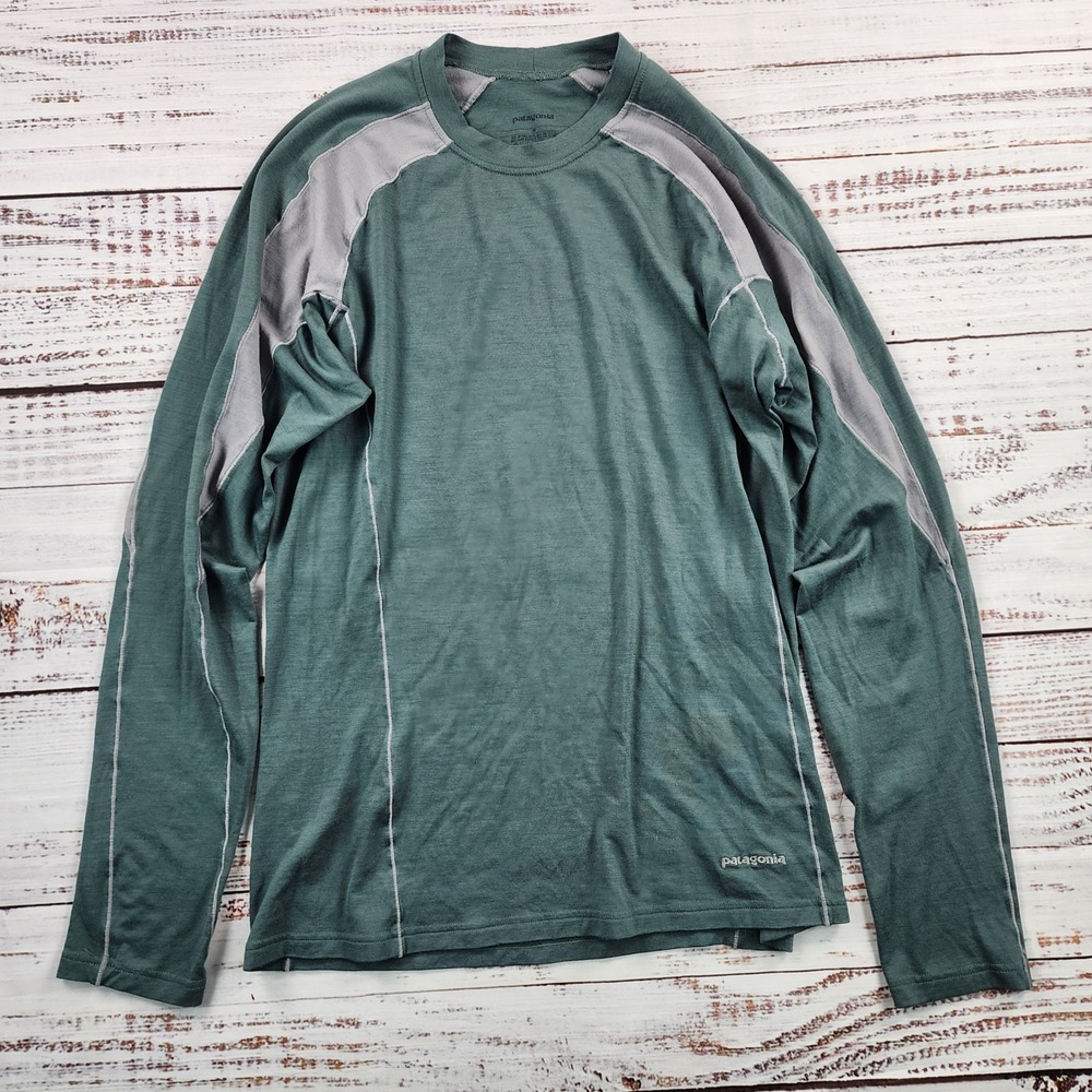 Patagonia Merino 3 Midweight Crew Men's M Green Wool Baselayer 36720